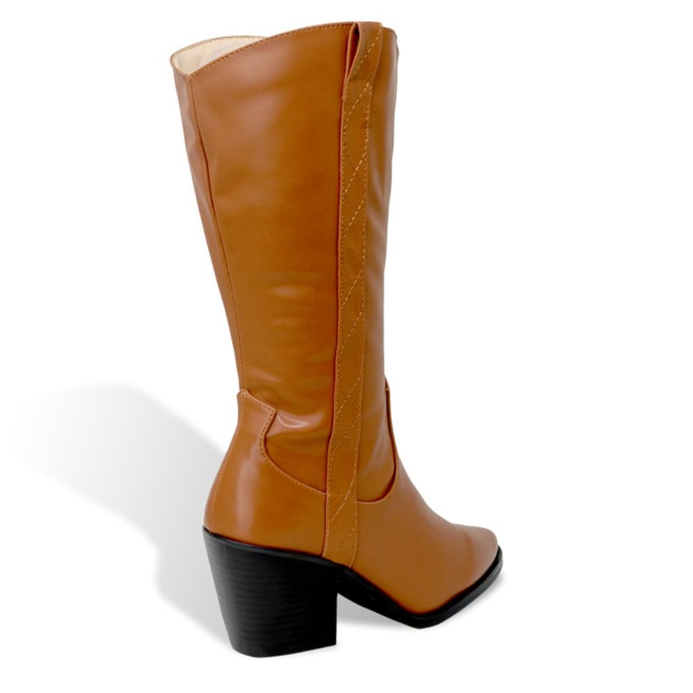 Women’s Calf Pointed Toe Western Cowboy Boots - Picture 3 of 4